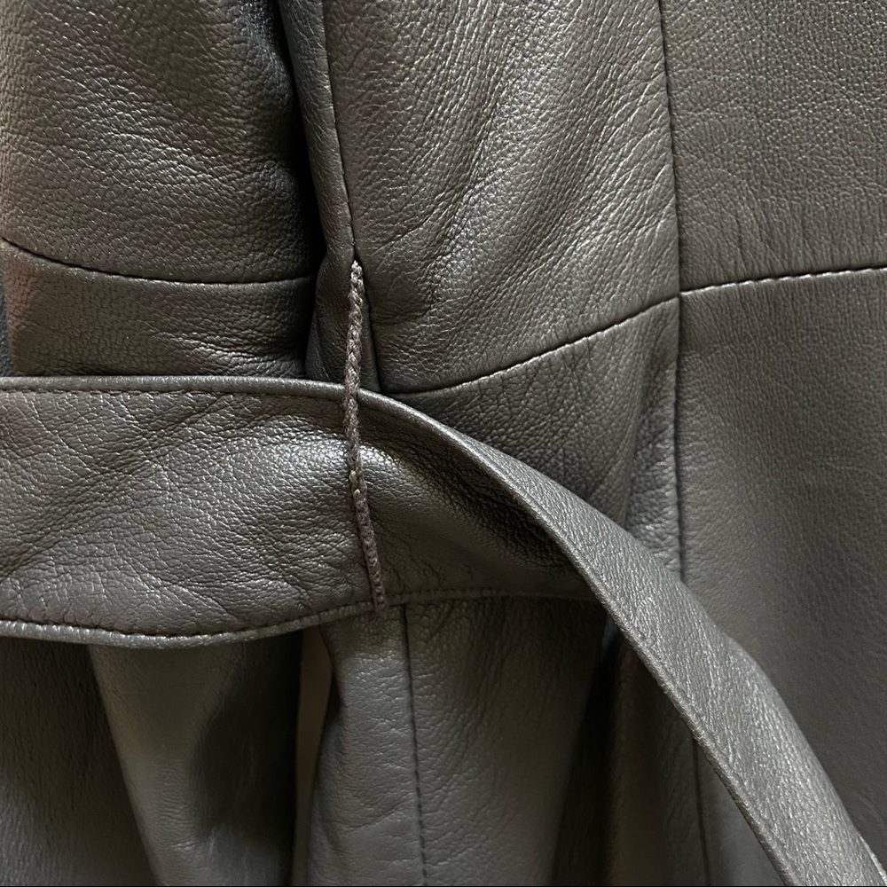 Esprit gray belted leather jacket - Picture 10 of 12